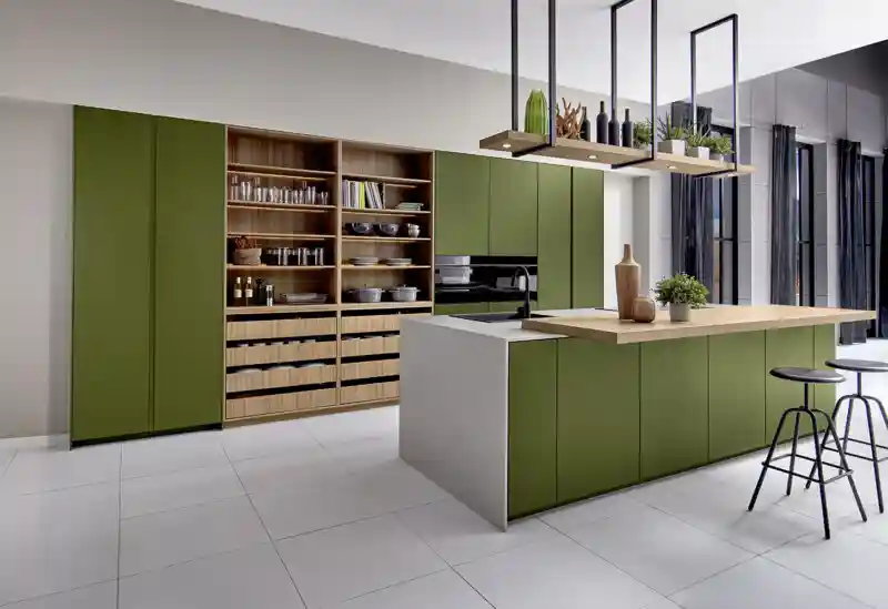 Groene keuken greeploos
